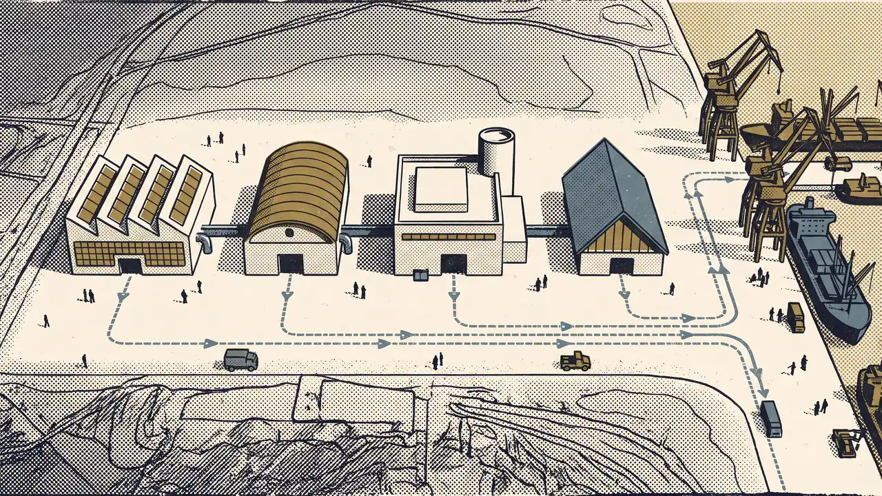 Four factories feeding one port: China plus one means running more than one supply line.